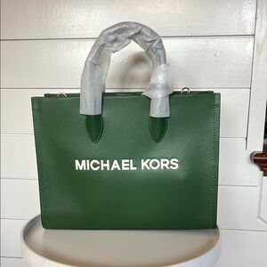 NWT Michael Kors Green Leather Tote Bag